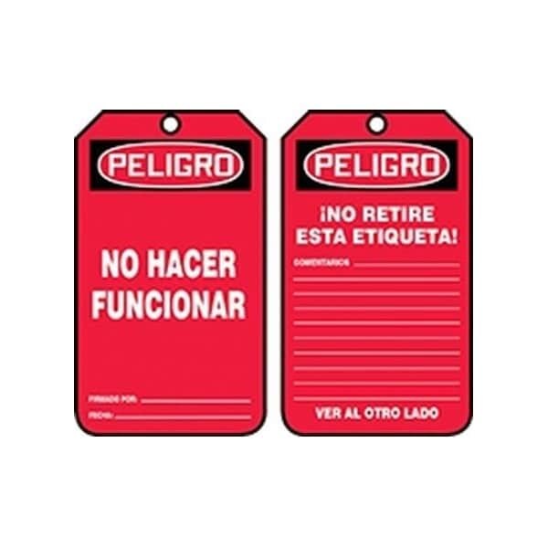 Accuform Danger, RP-Plastic, 3-1/4 in Width, 0.075 in Height, , 25 PK SHMDT250PTP - main